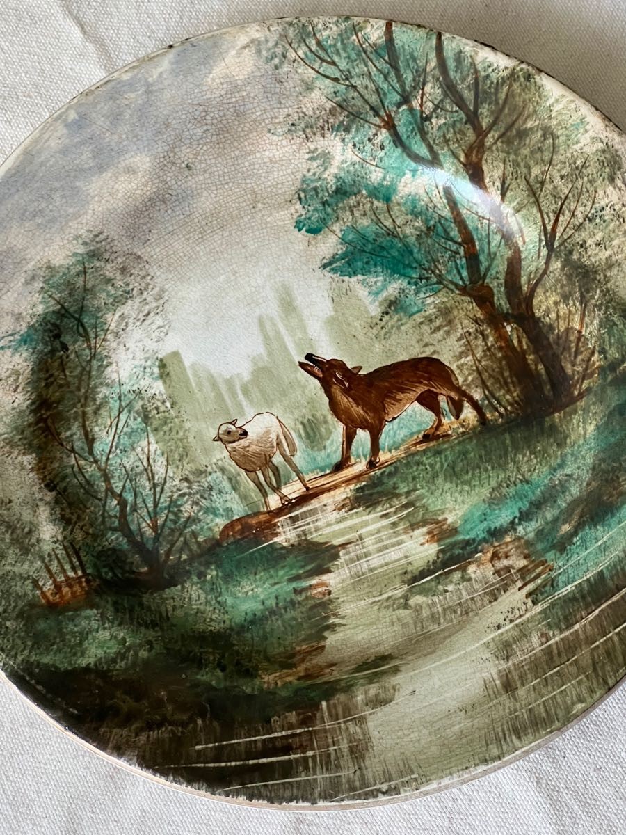 ラ・フォンテーヌの寓話絵皿 19世紀 ショワジー・ル・ロワ 